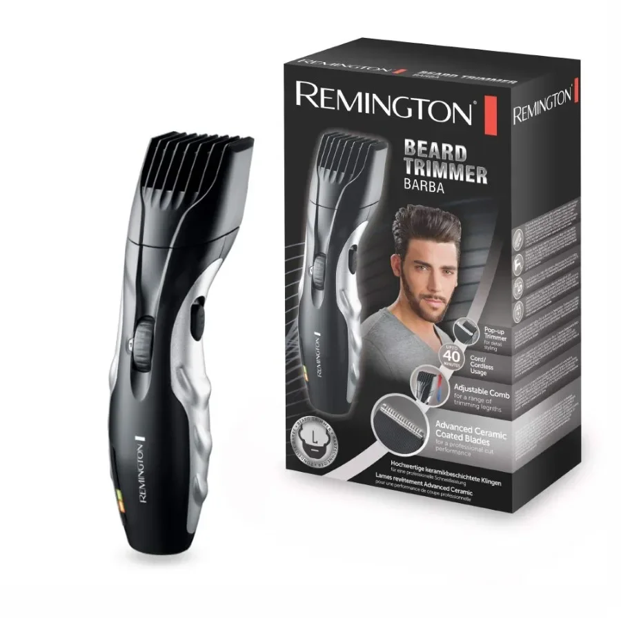

Remington Mb 320 C Beard Trimmer 'Barba' for Facial Hair Stainless Steel Blades Black Precision Cutting Long-Lasting Battery