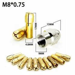 미니 드릴 황동 콜릿 척, 드레멜 로터리 공구용, M8 * 0.75, 0.5-3.2mm 황동 및 너트, 드레멜 액세서리 세트