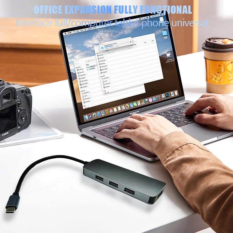 

TYPE-C toUSB3.0*1+USB2.0*1+HDMI4K30HZ+VGA+PD100W (5-in-1)