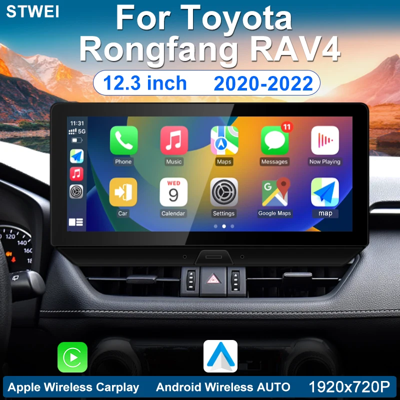 For Toyota Rongfang RAV4 2020-2022 Car Radio Multimedia Video Player Wireless CarPlay Android 13 GPS Navigation 4G WIFI