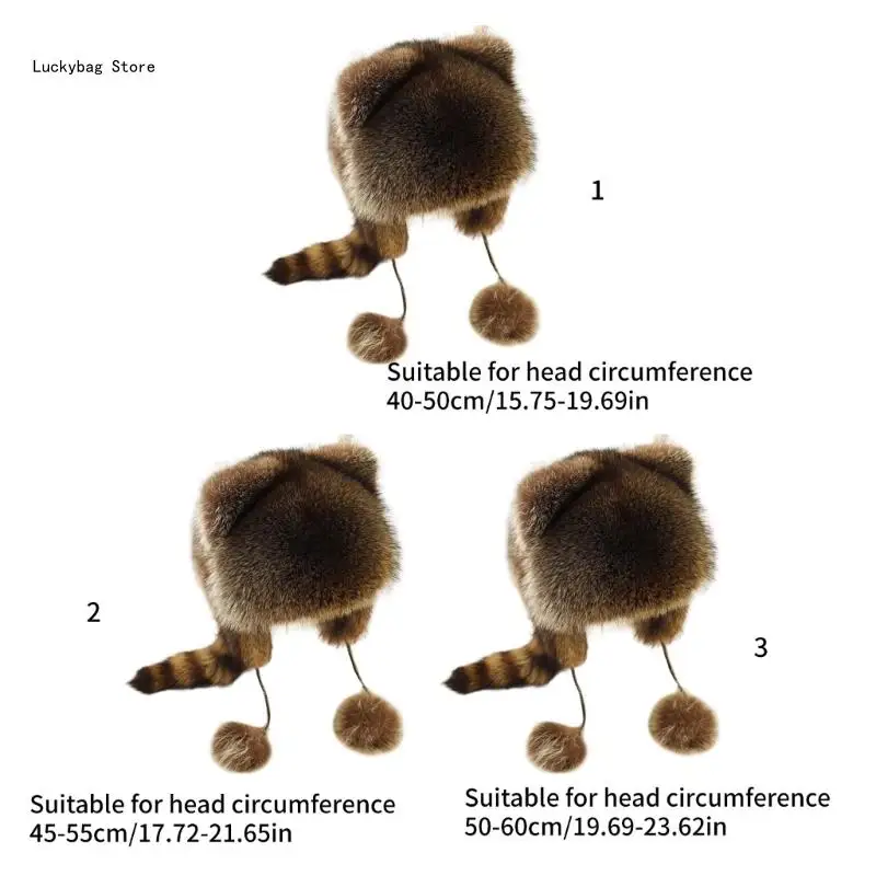 성인 두꺼운 봉제 모자를 위한 겨울 몽골 모자 너구리 꼬리가 있는 부모-키즈 모자