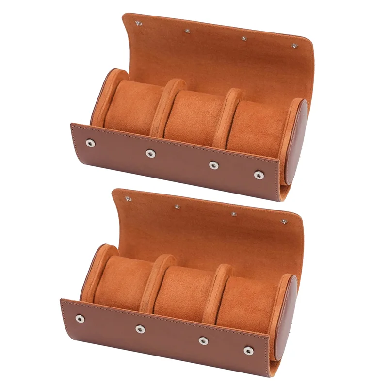 

ABGE-2X 1-Slot Watch Roll Travel Case Portable Vintage Leather Watch Display Case Watch Storage Box Watch Organizers Brown L