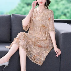 2023 New Fashionable And Foreign Mulberry Silk Dress Women's Spring Elegant Loose Casual Large Holiday Dress Vesido