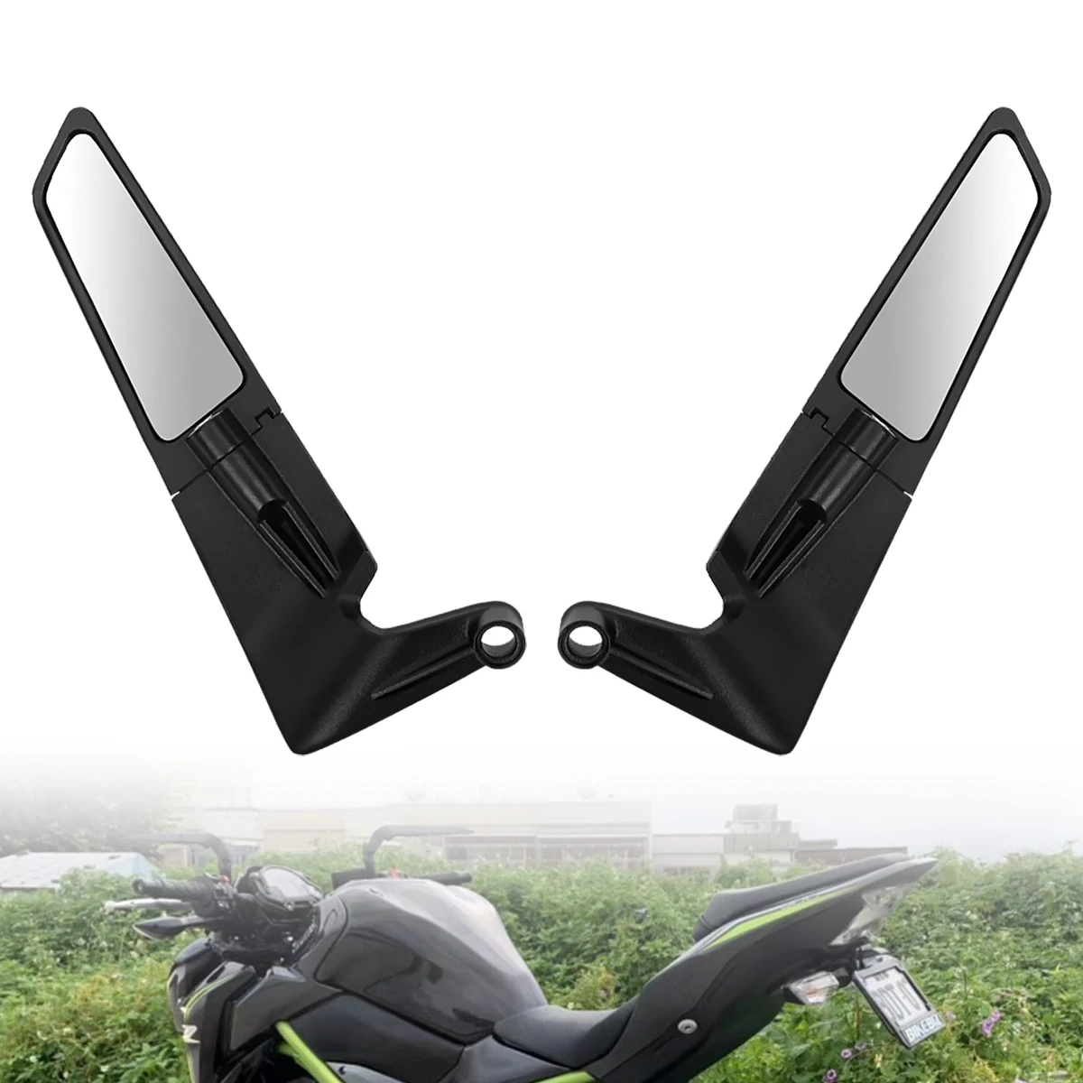 Motorcycle Side View Mirror For Kawasaki Z1000 Z900 Z800 Z750 Z650 Z400 Z300 Z250 Z125 Rearview Mirrors Kits Rotate Adjustable image 6