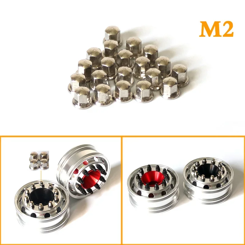 Spherical Wheel Simulation Screw M2 for 1/14 Tamiya RC Truck Trailer Tipper Scania MAN Benz Actros Volvo Car Diy Parts