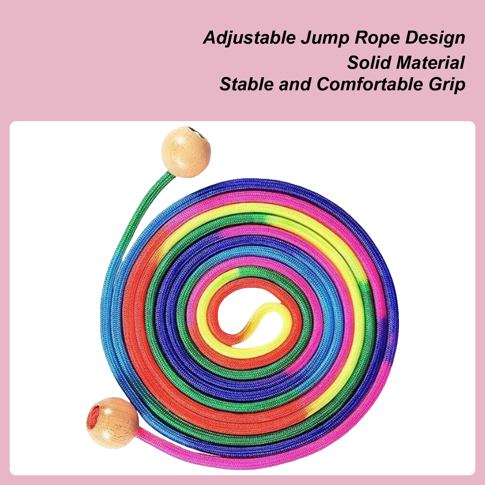 Jump Rope For Kids 16.4 Ft Rainbow Jumping Rope With Wooden Handle Adjustable Skipping Toy For Kids Multiplayer School