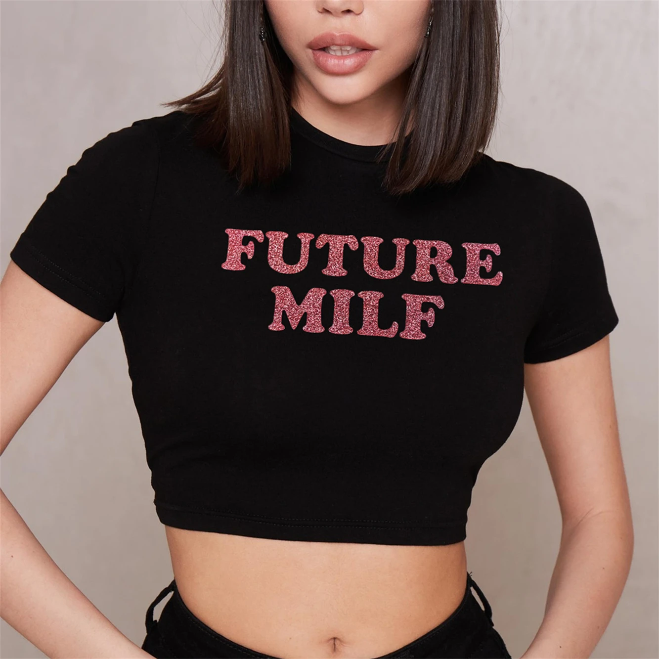 Future Milf Crop Top Summer New T-Shirt Flirty Y2K Baby Tee Fashion 00s Tee Girl's Giht