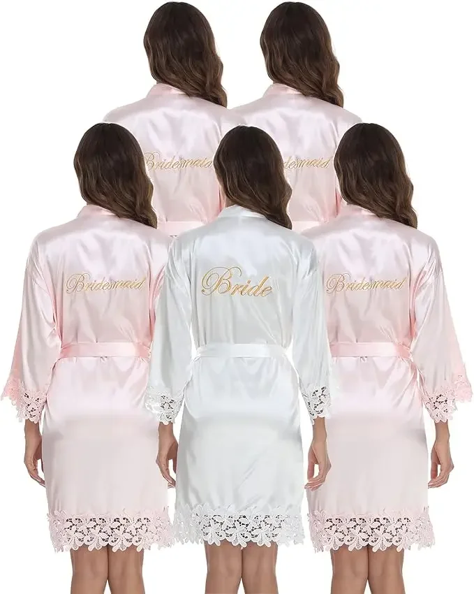 

Sexy Embroidery Wedding Robe Patchwork Lace Kimono Bathrobe Gown Summer New Female Sleepwear Home Dress Loose Casual Loungewear