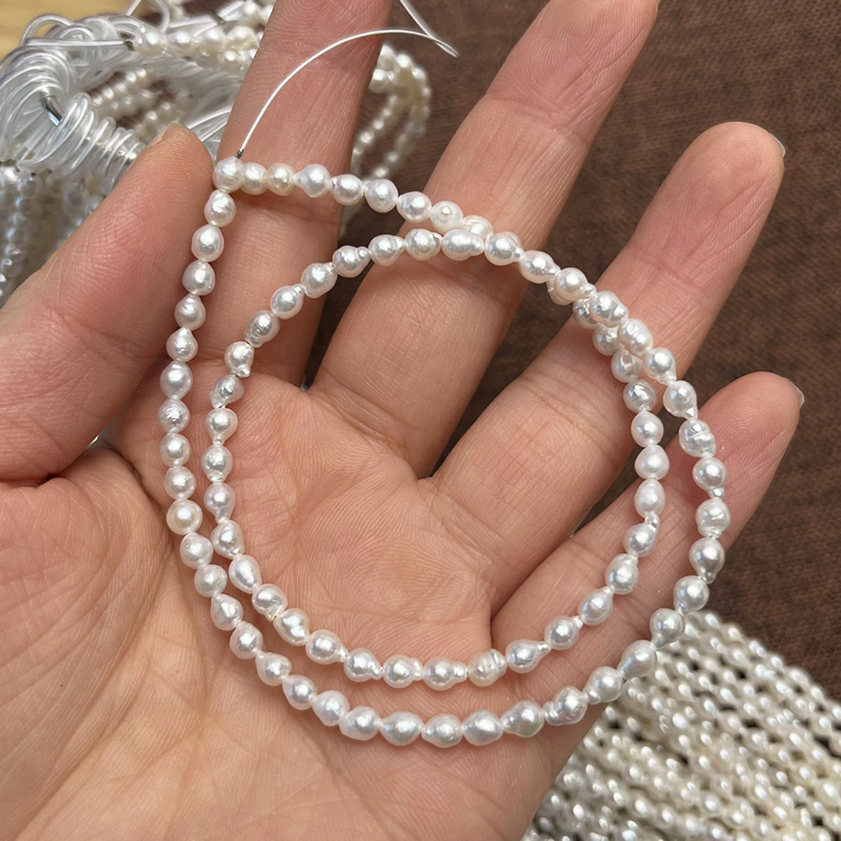Water Drop Round Small Beads Natural 3-4mm AA Freshwater Pearls for Jewelry Making DIY Necklace Bracelet Accessories Gift Women