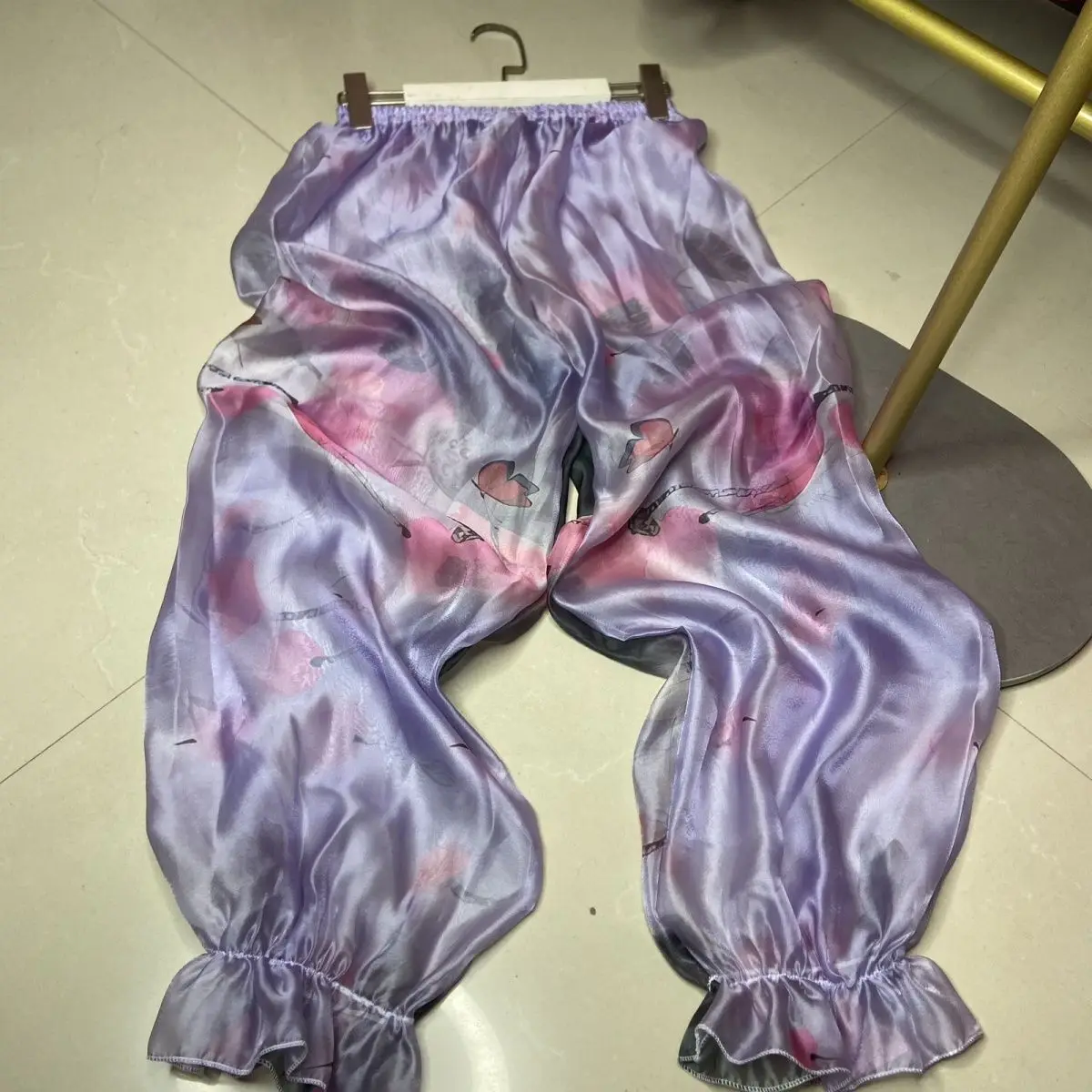 Pantalones de pijama con estampado Floral para hombre, ropa de dormir con farol, brillante, transparente, talla grande