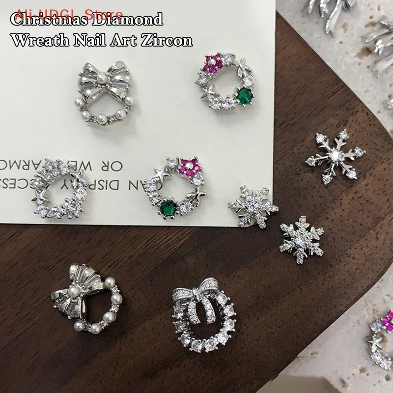 1 قطعة عيد الميلاد مسمار الزركون سحر ندفة الثلج إكليل الزهور ، القوس جرس شجرة مسمار جوهرة زخرفة السنة الجديدة مسمار الفن اكسسوارات #4