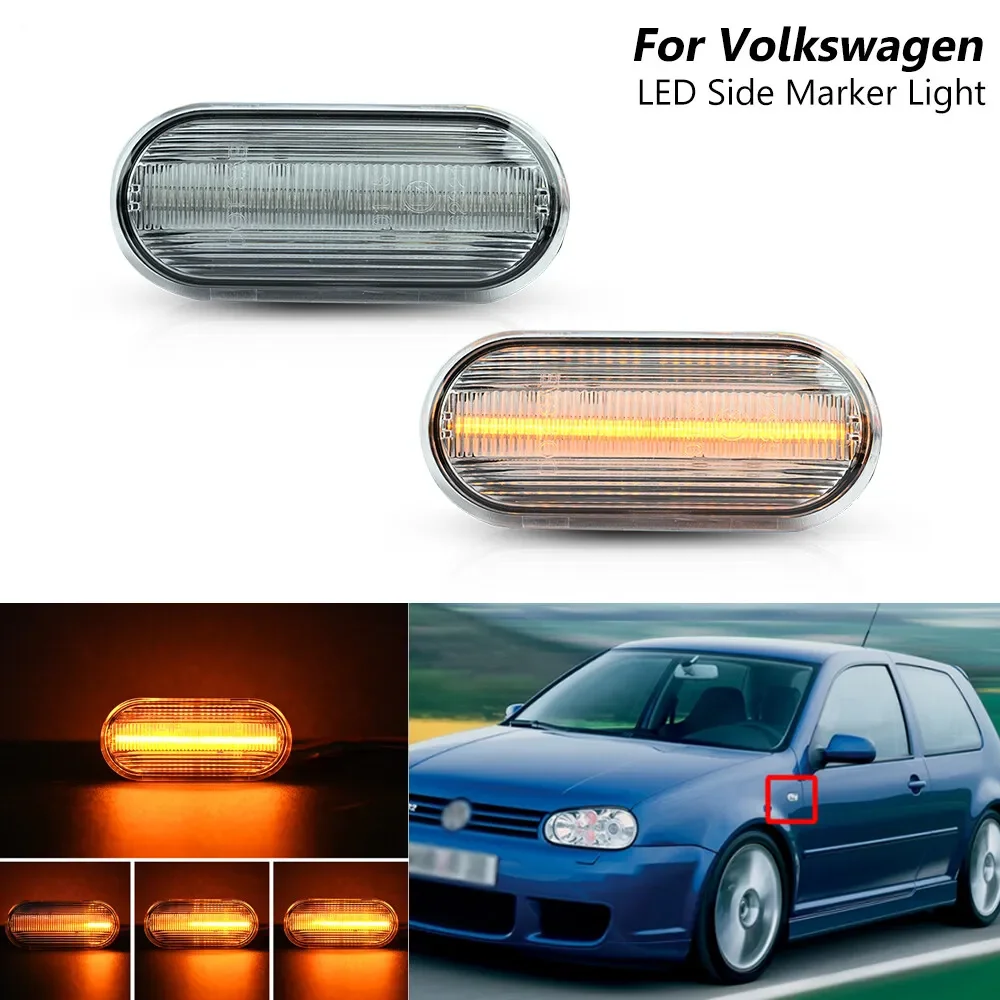 Lupuauto 2 Stuks Dynamische Led Richtingaanwijzers Zijmarkering Licht Markering Indicator Licht Voor Audi Vw Volkswagen Bora Golf 3/4