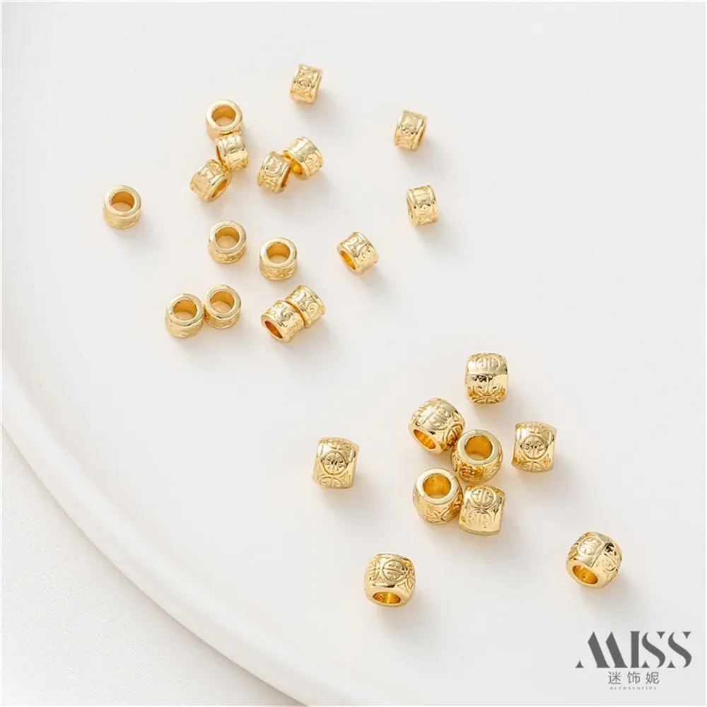 

14K Gold-plated Pearl DIY Accessories Retro Patterns Bucket Beads Scattered Beads Bracelets Handmade Jewelry Materials