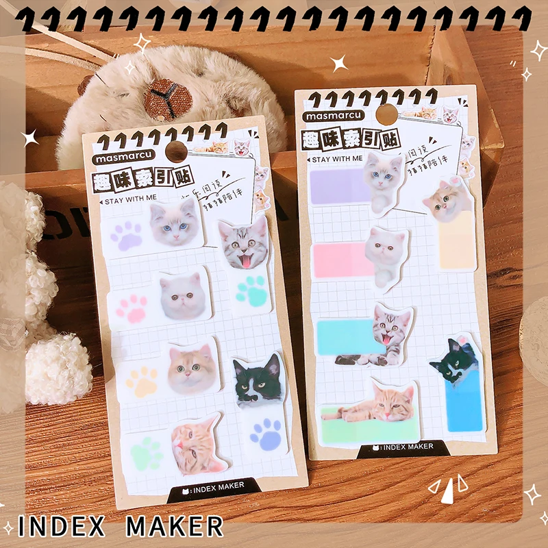 Aesthetic stationery office desk Memo pad cat transparent sticky notes pack set Index planner accessories sticky tabs