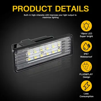 適用於雪鐵龍 Berlingo C2 C3 C4 C5 C6 C8 DS3 和標緻 308CC 3D/5D 兩廂車的 2 個 LED 車牌燈 10 最佳銷售 標緻308cc - №2