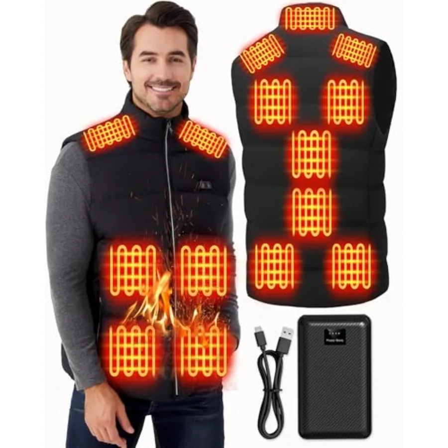

Electric Heated Vest for Men: Lightweight Warm Heated Jacket with 16000mAh Battery Pack - Winter Outdoor Hunting
