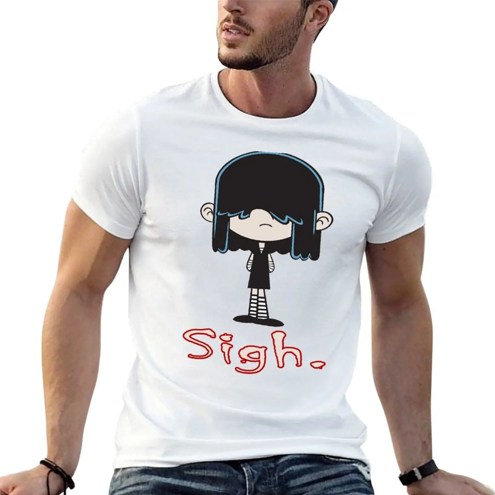 Camiseta Loud House-Lucy Loud, camisetas de anime, camiseta de algodón de gran tamaño, camiseta para hombre, camiseta de algodón 100%