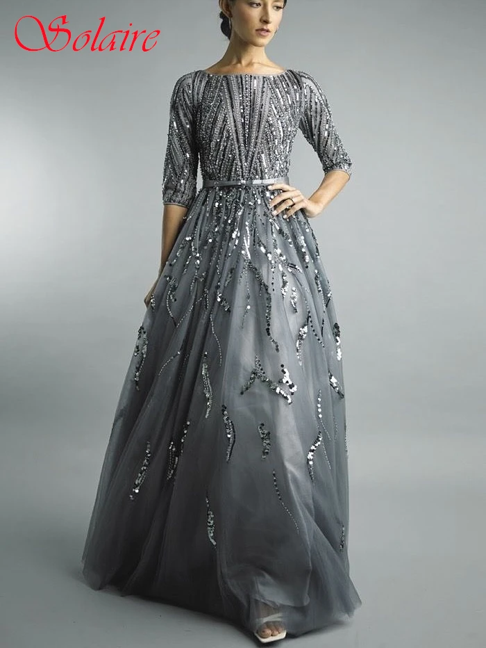 تخصيص ألف خط طاقم الرقبة نصف الأكمام فستان سهرة أنيق موضة حساسة مفصل مناسبة فساتين عالية الجودة فستان الحفلات