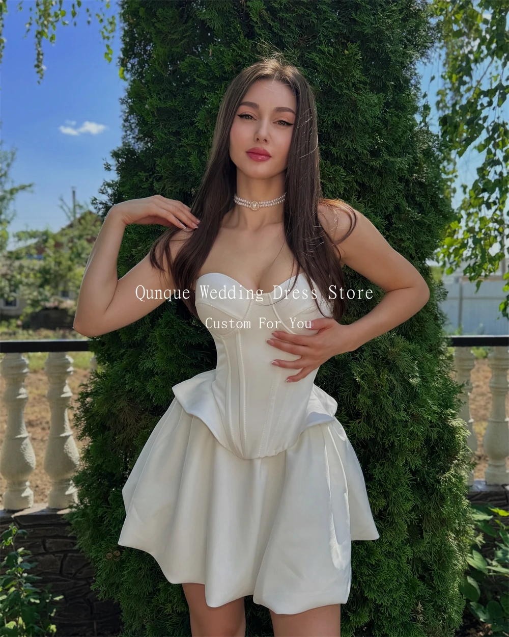 فستان زفاف قصير من Qunque للنساء على شكل قلب صغير على شكل حرف A فساتين أعياد الميلاد رداء حفلات فيستدوس دي فييستا أنيقة مخصصة