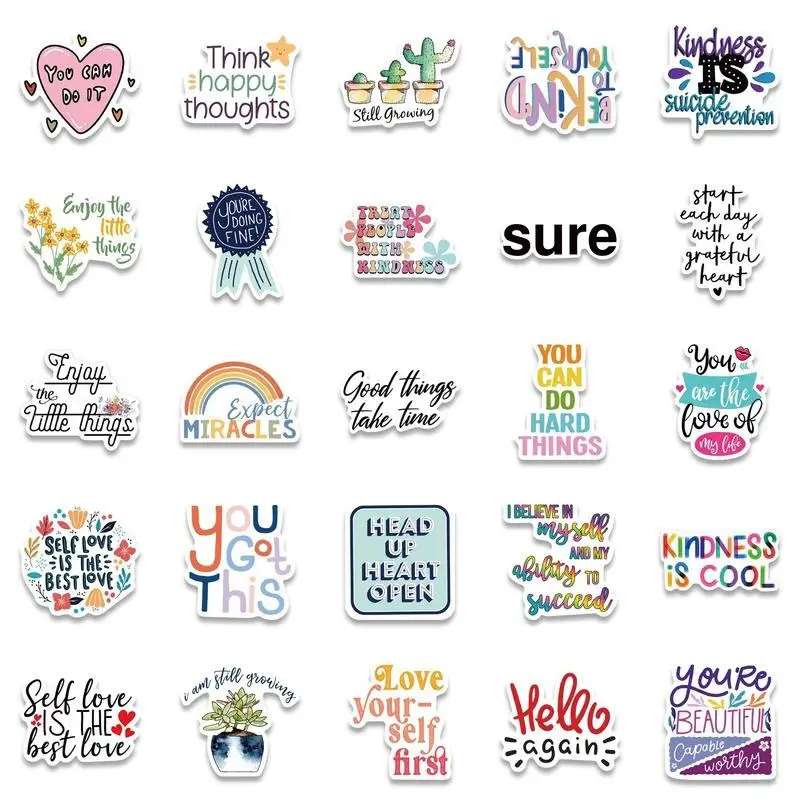 10/25/50pcs Inspirational Words Stickers Motivational Quote for Adults Teachers Laptop Water Bottles suitcase helmet phone