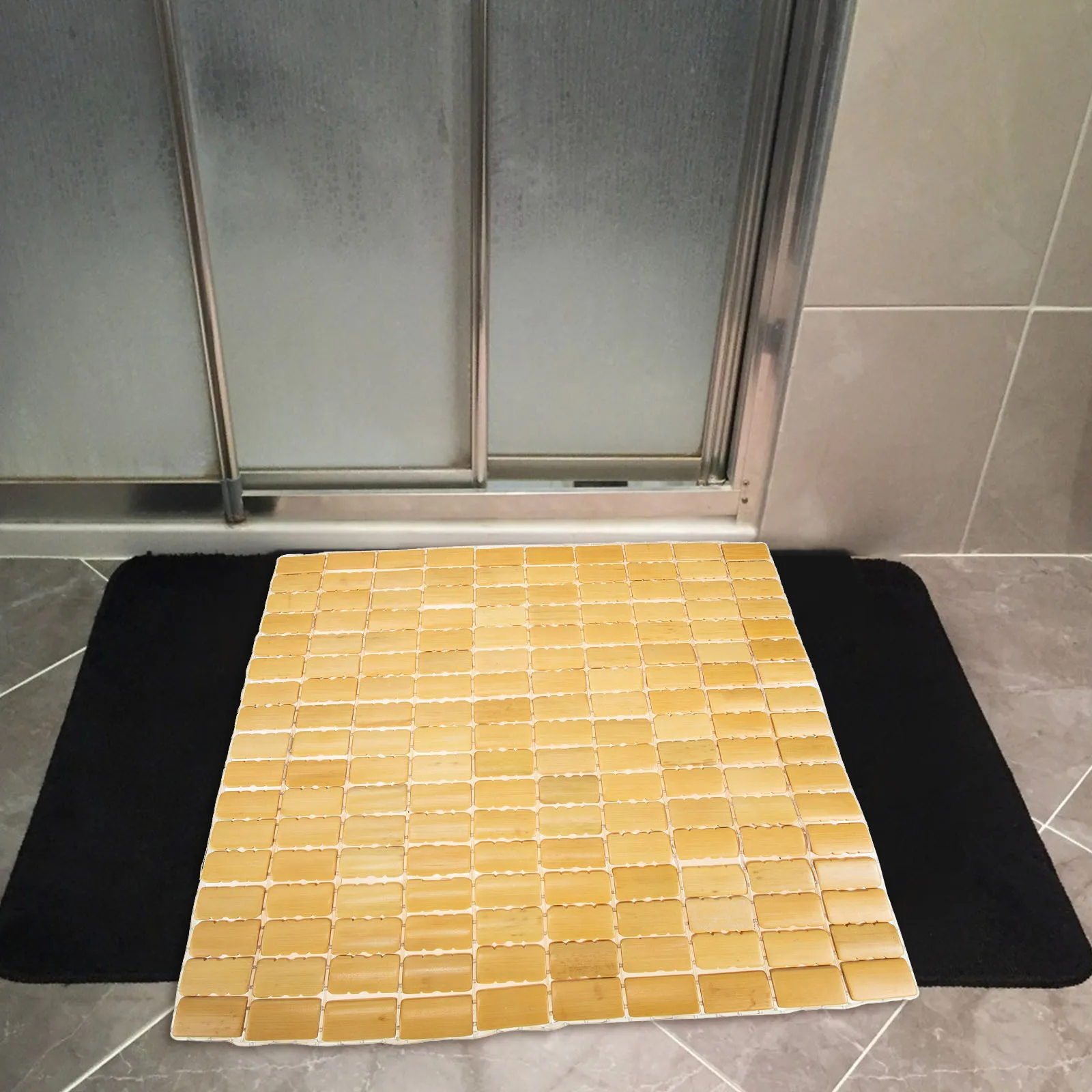 

Household Bamboo Mat Style Block Woven Anti-Slip Floor Mat for Bathroom Bedroom Kitchen Non-Slip Ground Cushion