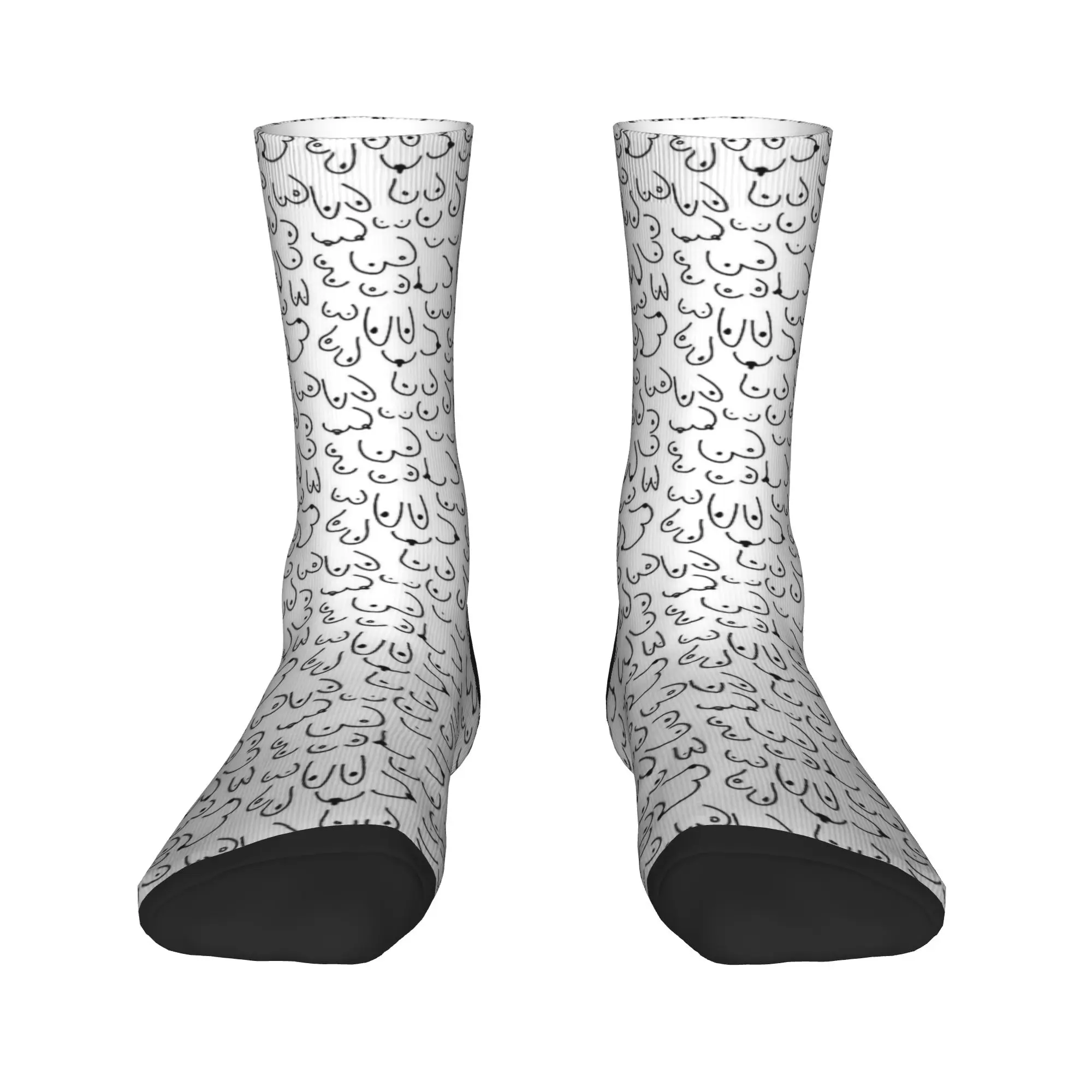 Boobs Cute Line Art Stockings  Graphic Casual Socks Spring Anti Slip Socks Men Running Sports High Quality Socks