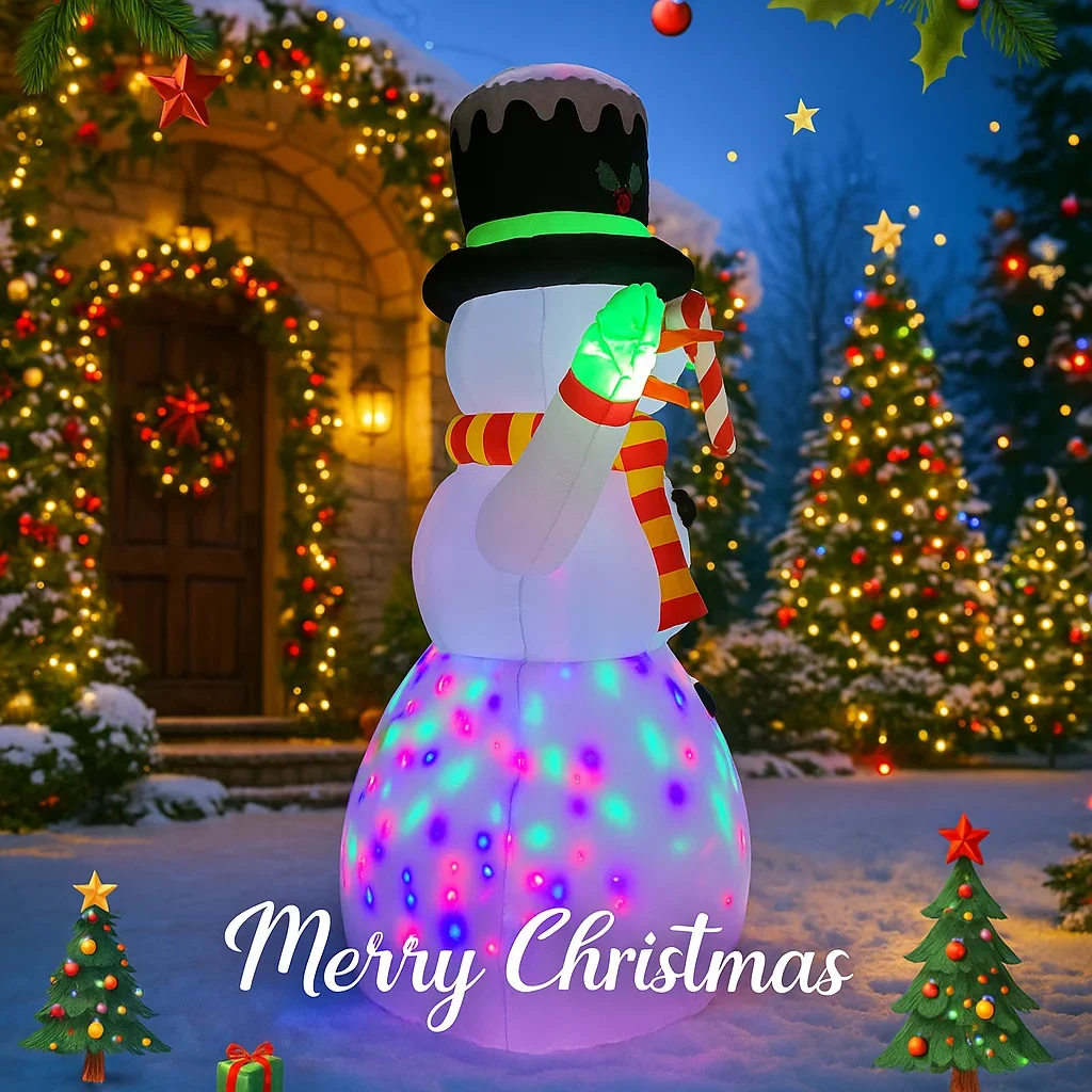 2,1 м/7 футов рождественские украшения в виде снеговика, домашняя надувная игрушка со светодиодной подсветкой, рождественские украшения для двора, товары для декора, уличный декор для газона