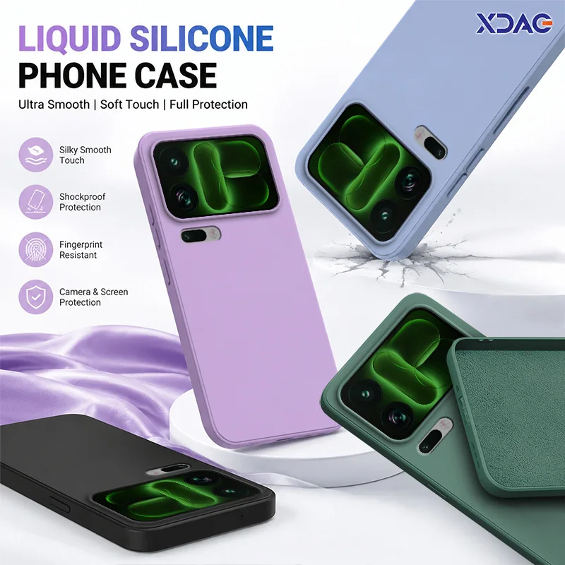 Capas Slim 2026 para Xiaomi 18 Pro Max Xiaomi18ProMax 5G Capas de Silicone Líquido Quadradas Atualizadas com Forro de Microfibra Macio na Parte Traseira