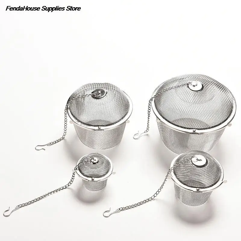 45/65/85/110mm Silver Reusable Stainless Mesh Herbal Ball Tea Spice Strainer Teakettle Locking Tea Filter Infuser Spic