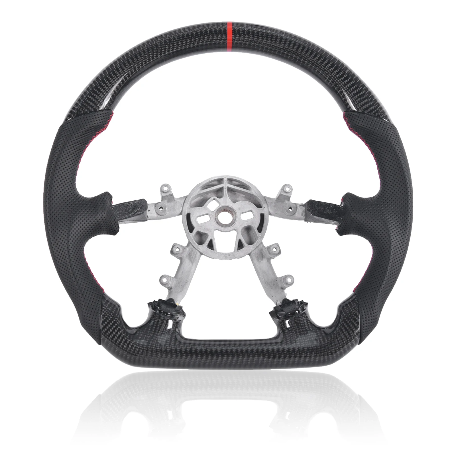 

Carbon Fiber Steering Wheel for Chevy Corvette C5 Z06 1997-2004, D-Shape Flat Bottom Perforated Leather Grip Without airbags