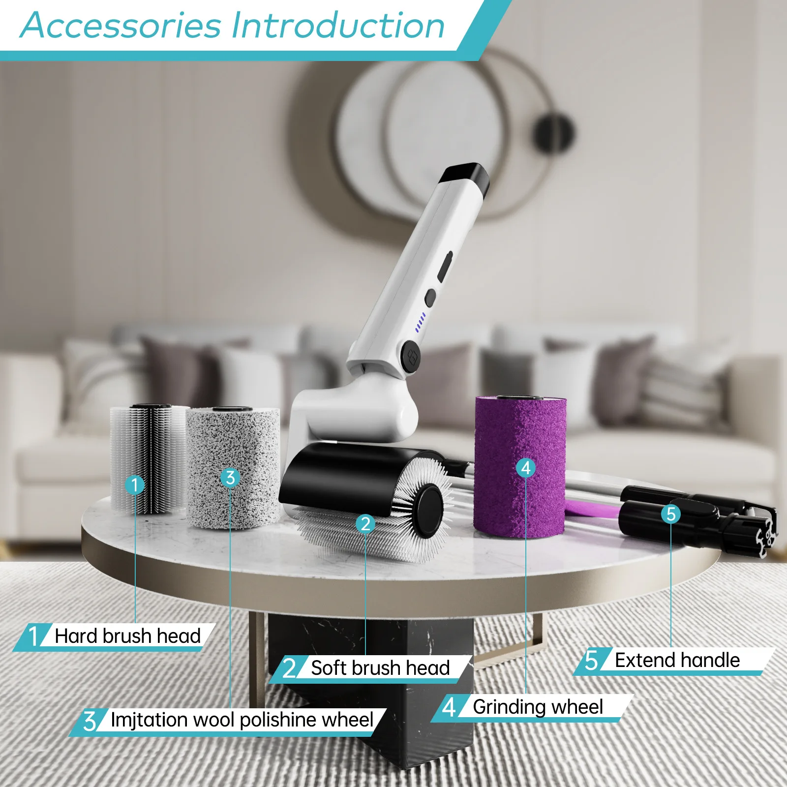 

Cepillo de limpieza eléctrico sin cable de ducha de mano fregador Spin Cleaner Multifuncional con cabezas de baño 4PCS Cocina