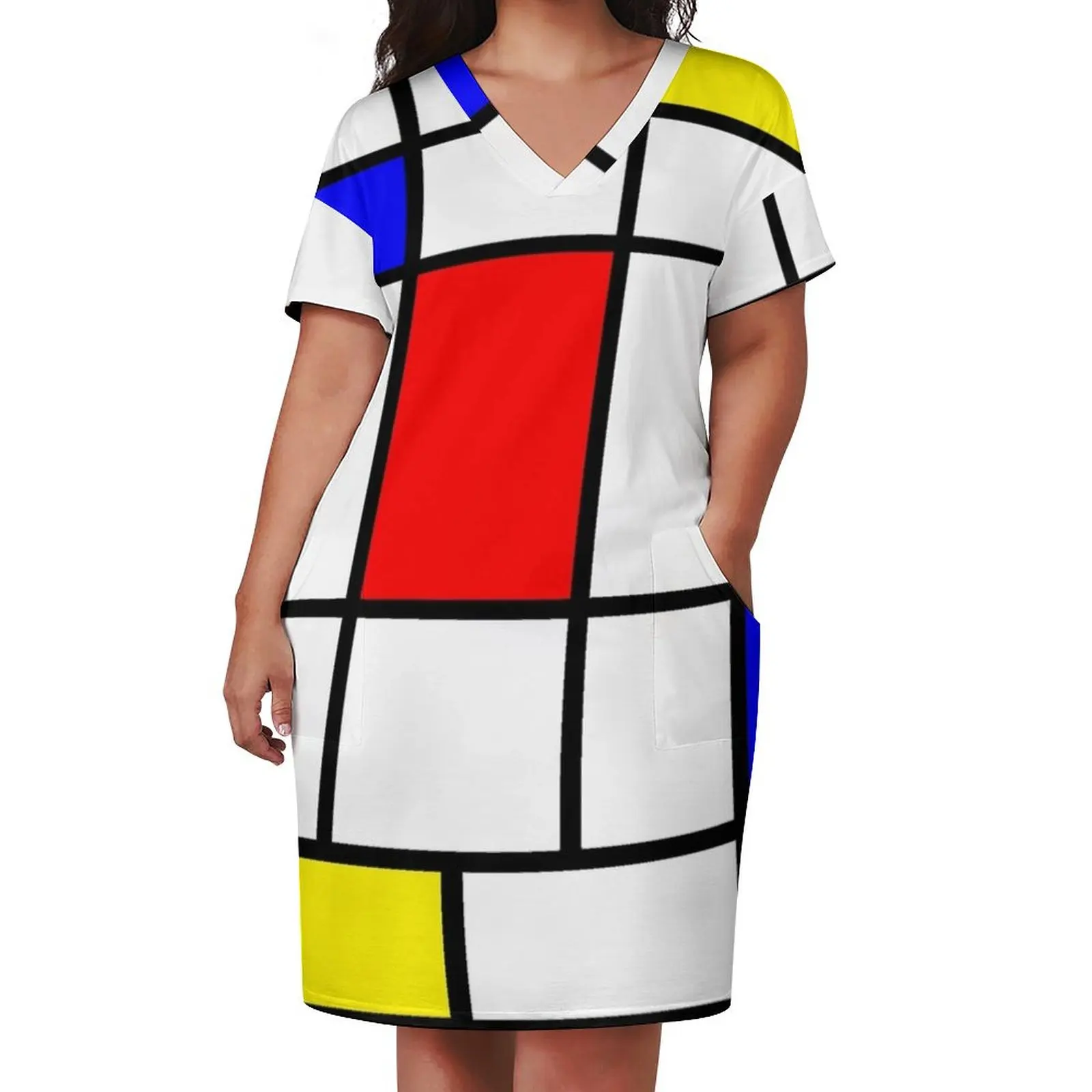 Mondrian #63 Loose Pocket Dress Woman clothes long dresses for women evening dresses ladies