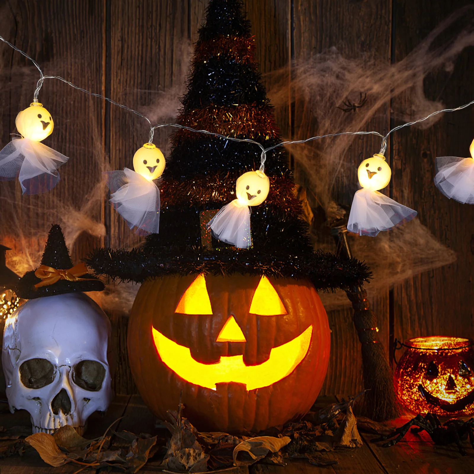 

Ghost Shape Halloween String Lights 10M Party Decorations Ghost String Lights For Garden Wall Tree Haunted House Halloween Party