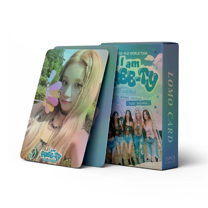 55 buah/set kartu Laser Lomo I-DLE Kpop (G), FREE-TY foto HD kualitas tinggi, koleksi hadiah penggemar YUQI SHUHUA