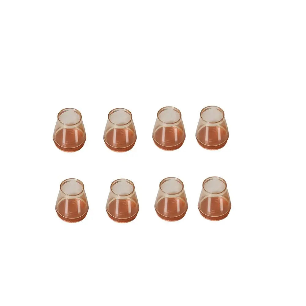 8pcs Silent Silicone Chair Feet Cover Round Non-Slip Chair Feet Pads Rubber with Felt Floor Protectors Feet Cap Bottom