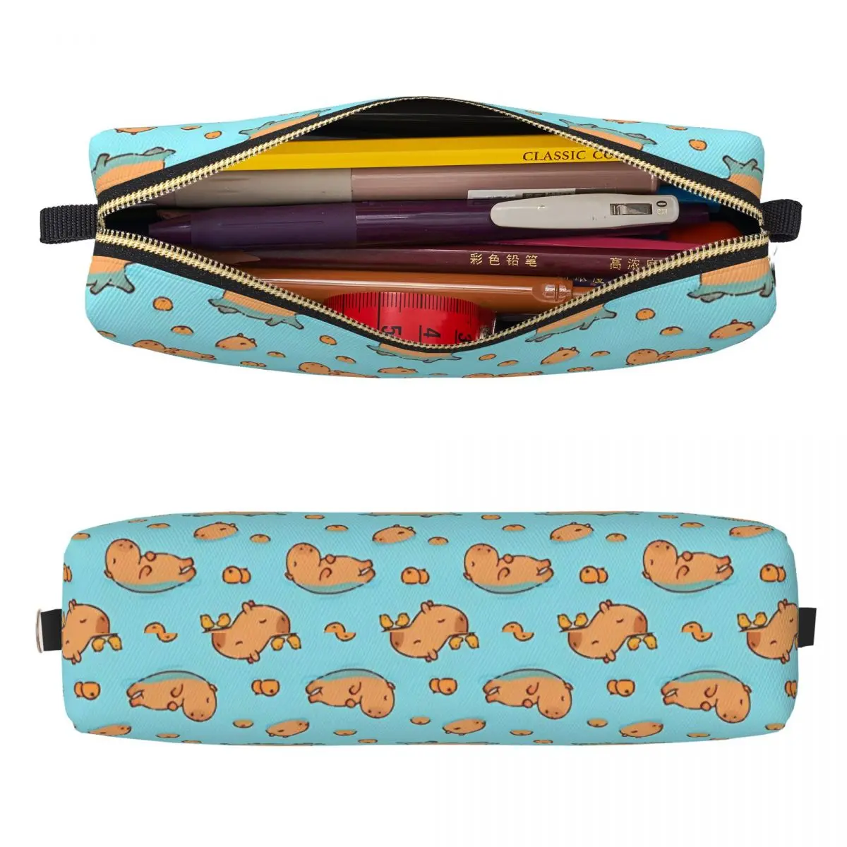 Kawaii Capybara 연필 케이스 크리 에이 티브 애니메이션 만화 펜 가방 어린이 대용량 학생 학교 지퍼 연필 케이스