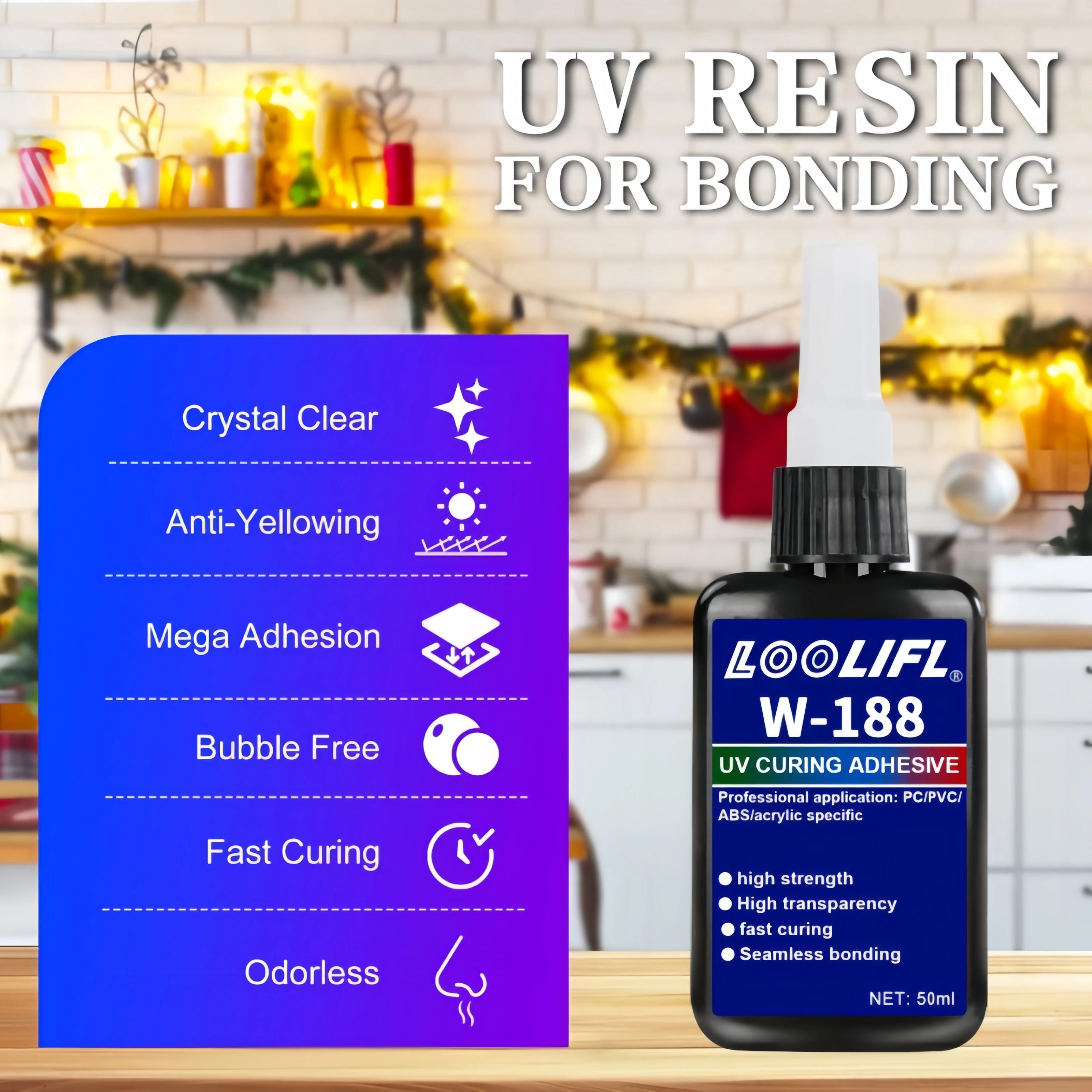 UV-Harz-Set mit Lampe, 50 ml UV-Klebstoff für schnelles Verkleben und Aushärten – professionelle UV-Taschenlampe zum Verkleben von Schmuck, zum Schweißen von Kunststoffen und zur Reparatur von Glas/Acryl – robustes Harz-Set für Bastelarbeiten. – Detail 4