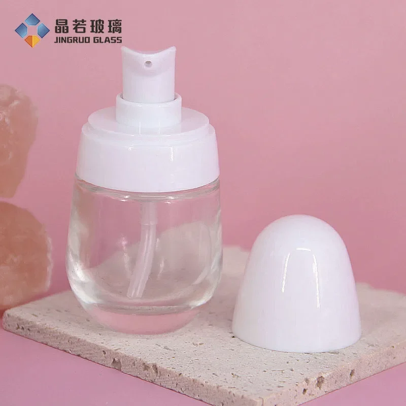 30ml  Lotion Bottle Translucent White Lid High-End Lotion Bottle New Foundation Bottle Round Essence Bottle Cosmetic Container