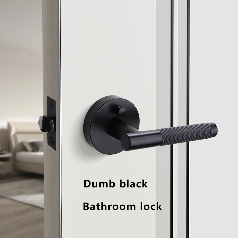 Amerikaans eenvoudig zwart badkamerslot badkamer interieur badkamer deurklink houten deurslot gekarteld privacyslot