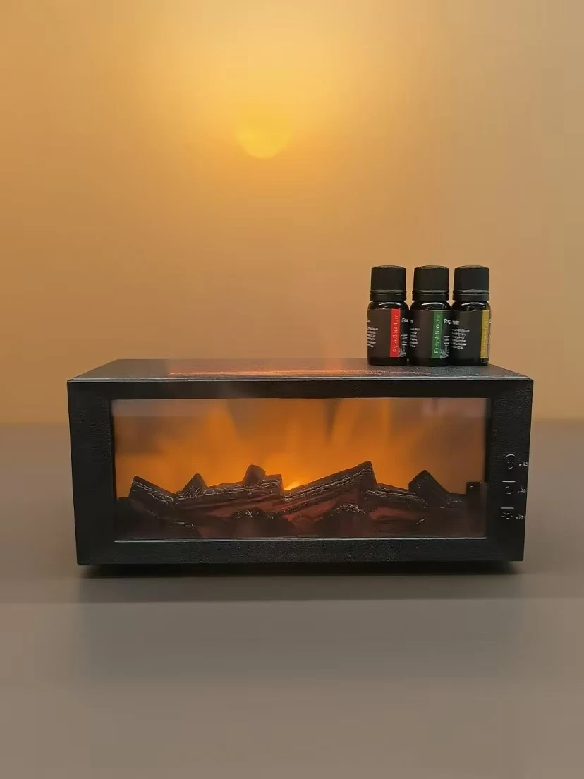 Penyebar Minyak Esensial 300Ml dengan Api Warna-warni, Mesin Aromaterapi, Pelembap Udara, Mati Otomatis, Pengatur Waktu & Remote Control untuk Rumah