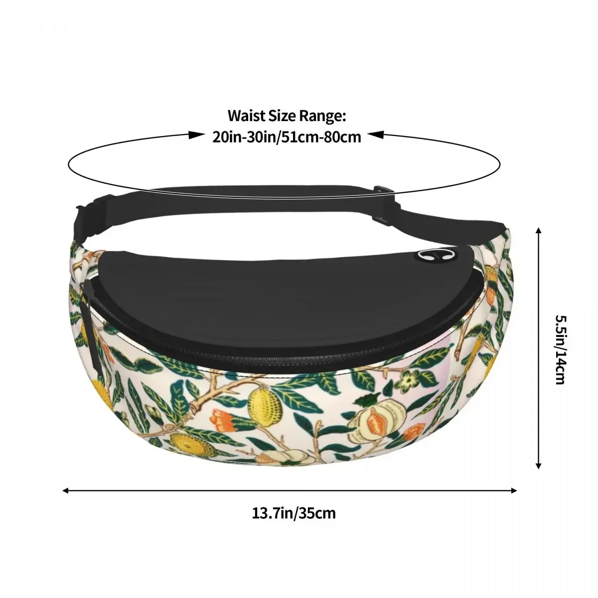 William Morris Pattern Fruits Fanny Pack Women Men Textile Pattern Crossbody Waist Bag for Travel Cycling Phone Money Pouch