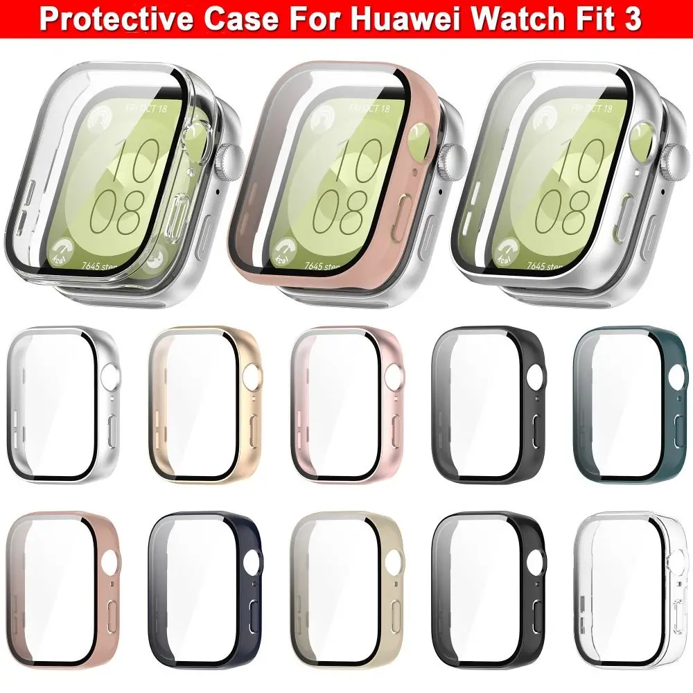 New PC+Tempered Protective Case Smart Full Cover Screen Protector Hard Watch Cover Shell for Huawei Watch Fit 3
