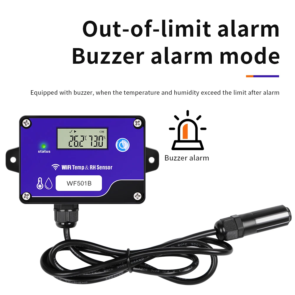 WiFi Temperature And Humidity Sensor Remote Monitoring Data Logger Temperature Humidity Transmitter Upper and Lower Limit Alarms