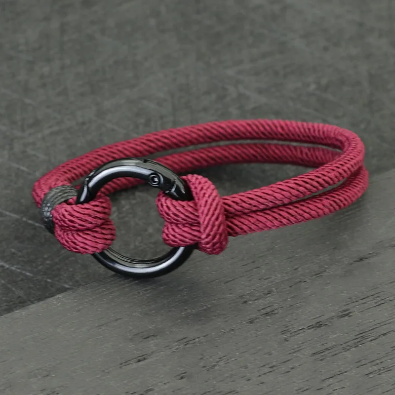 طبقة مزدوجة محظوظ حبل سوار للرجال ، تسلق الجبال مشبك ، الأحمر الموضوع ، موضة جديدة اكسسوارات ، Hiphop سوار #6