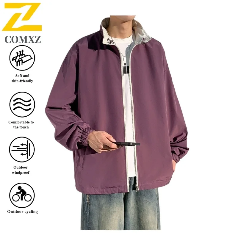 سترة EiAO قابلة للعكس وبسيطة ومقاومة للماء ومضادة للرياح معطف للزوجين على الوجهين للتنزه في المناطق الحضرية والمشي لمسافات طويلة والتخييم والصيد