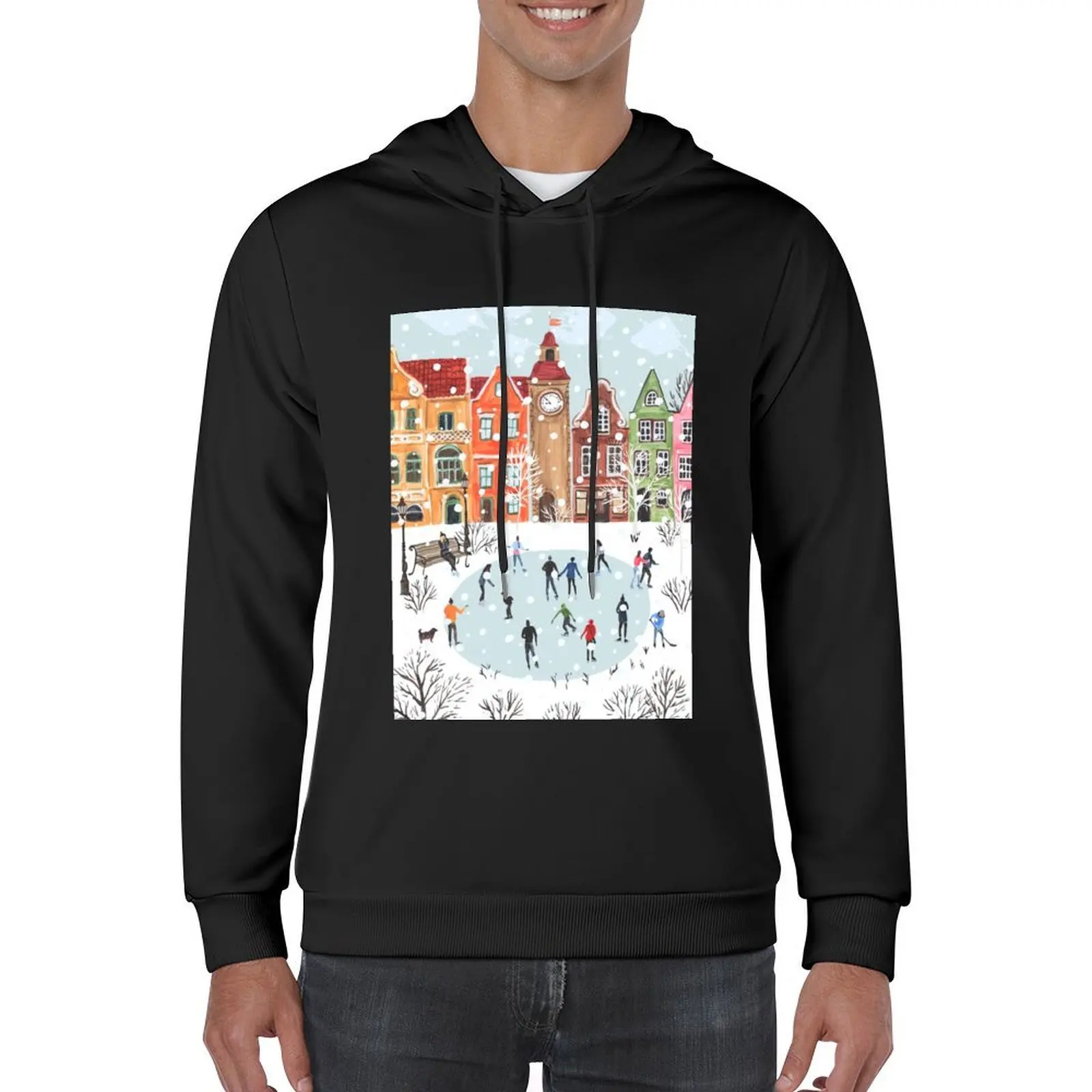 winter town Hoodie korean autumn clothes anime clothing hooded shirt autumn new products pullover hoodies