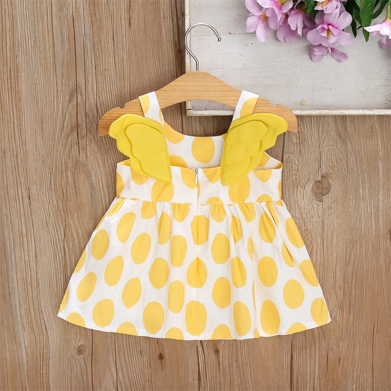 Baby Mädchen Kleider Sommer Polka Dot Back Wings Mädchen Kleider Süße Mädchen Strandkleider
