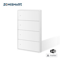 Zemismart Matter WiFi 1 2 3 4 6 Gangs Smart Wall Light Switch Neutral Required with Big Button SmartThings App Homekit Control