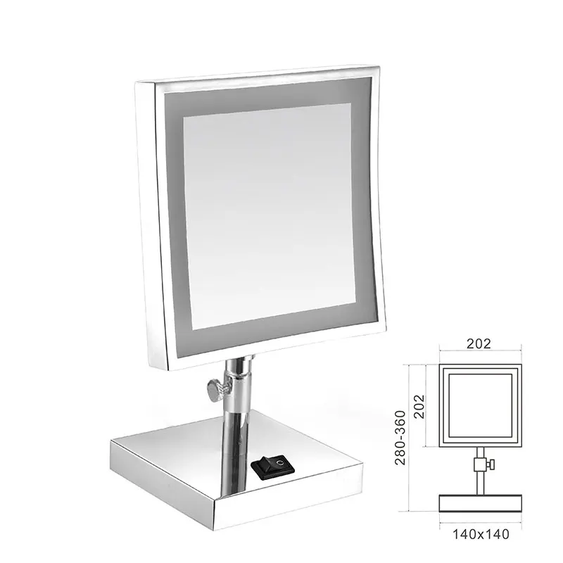 Espejo de maquillaje de escritorio, tocador de un solo lado, espejo de belleza para baño, aumento 3x, espejo led para baño, espejo con aumento