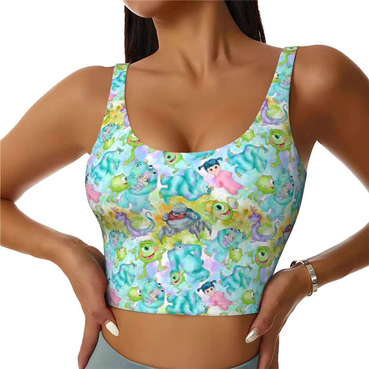 

Custom High Impact Monsters University Skin Sports Bra for Women Hot Comic Gym Workout Yoga Crop Top
